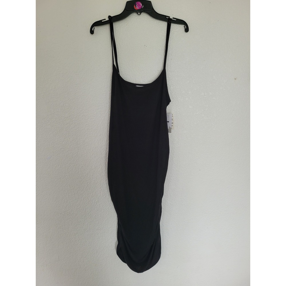 BP Women's Black Ribbed Ruched Side Bodycon Midi Dress XL New With Tags #22